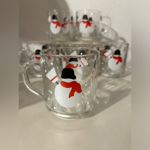 6 Luminarc, Glass Snowman Mugs from Crate & Barrel. - Picture 3 of 8